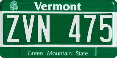 VT license plate ZVN475