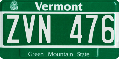 VT license plate ZVN476
