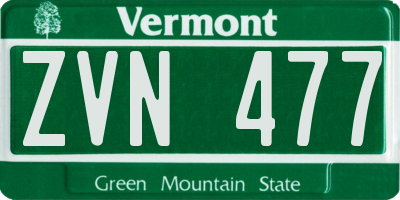 VT license plate ZVN477