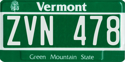 VT license plate ZVN478