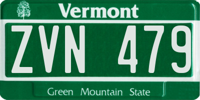 VT license plate ZVN479