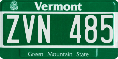 VT license plate ZVN485