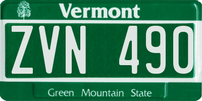 VT license plate ZVN490