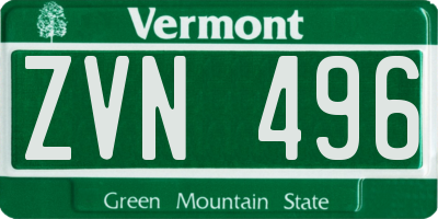 VT license plate ZVN496