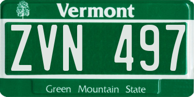 VT license plate ZVN497