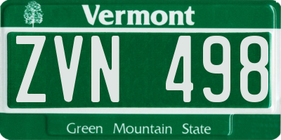 VT license plate ZVN498