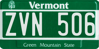 VT license plate ZVN506