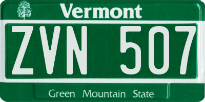 VT license plate ZVN507