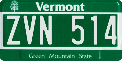 VT license plate ZVN514