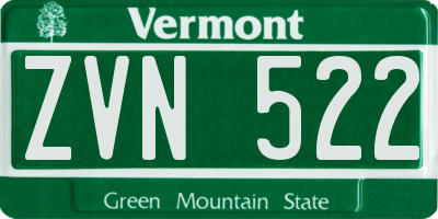 VT license plate ZVN522