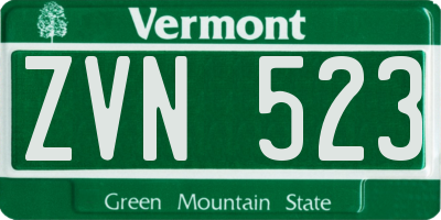 VT license plate ZVN523