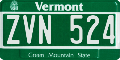 VT license plate ZVN524