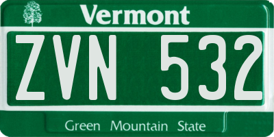 VT license plate ZVN532