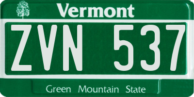 VT license plate ZVN537