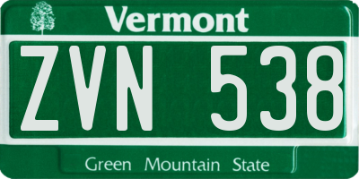 VT license plate ZVN538