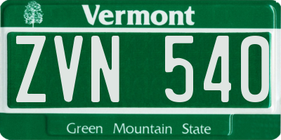 VT license plate ZVN540