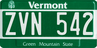 VT license plate ZVN542