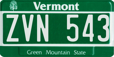 VT license plate ZVN543