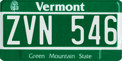 VT license plate ZVN546