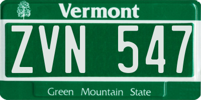 VT license plate ZVN547