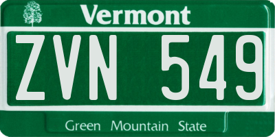 VT license plate ZVN549