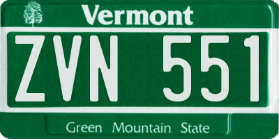 VT license plate ZVN551