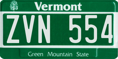 VT license plate ZVN554