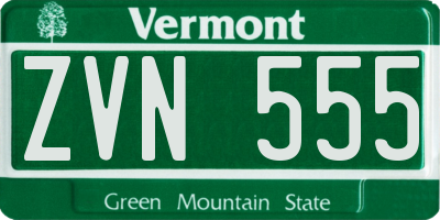 VT license plate ZVN555