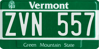 VT license plate ZVN557