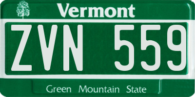VT license plate ZVN559
