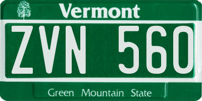 VT license plate ZVN560