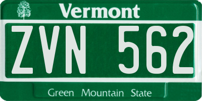 VT license plate ZVN562