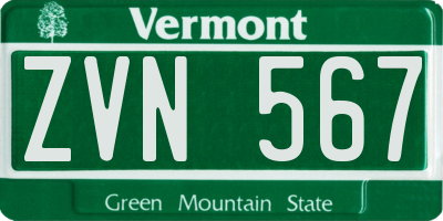 VT license plate ZVN567
