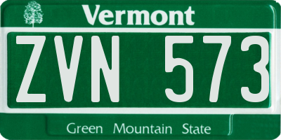 VT license plate ZVN573