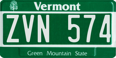 VT license plate ZVN574