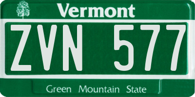 VT license plate ZVN577