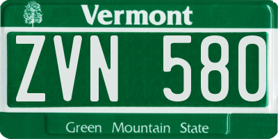 VT license plate ZVN580