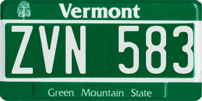 VT license plate ZVN583