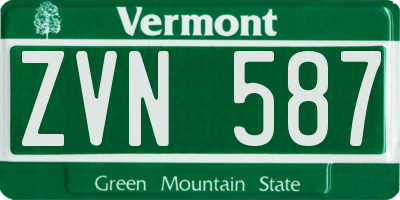 VT license plate ZVN587