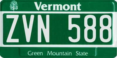 VT license plate ZVN588