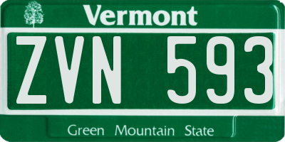 VT license plate ZVN593