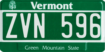 VT license plate ZVN596