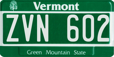 VT license plate ZVN602