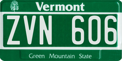 VT license plate ZVN606