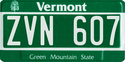 VT license plate ZVN607