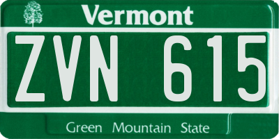 VT license plate ZVN615