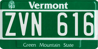VT license plate ZVN616