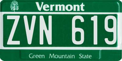 VT license plate ZVN619