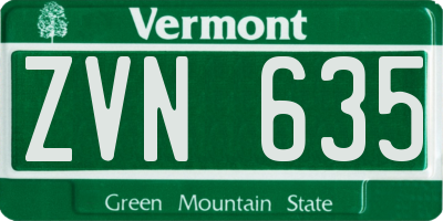 VT license plate ZVN635