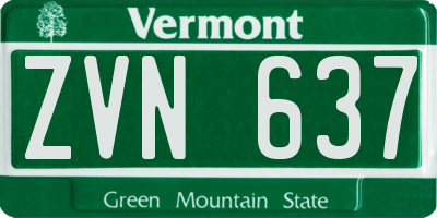 VT license plate ZVN637